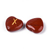 25Pcs Natural Red Jasper Heart Rune Stones with Elder Futhark Alphabet Engraved G-T144-02F-2