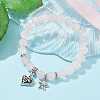 Natural Rose Quartz Round Beaded Stretch Bracelets BJEW-JB09900-02-4