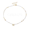 Brass Butterfly Pendant Natural Pearl Necklaces NJEW-L119-05G-2