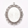 Tibetan Style Oval Pendant Cabochon Settings TIBE-473-AS-NR-1