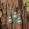 Bohemian Ethnic Style Zinc Alloy & Synthetic Turquoise Pendant Necklaces & Dangle Earrings Sets WG7E01E-05-1