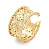 Star Pattern Hollow Brass Open Cuff Rings for Women RJEW-G343-06G-4