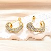 Brass Micro Pave Clear Cubic Zirconia Stud Earrings for Women EJEW-U056-01A-G-2