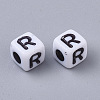 White Opaque Acrylic Beads X-MACR-R869-02R-2