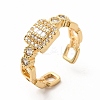 Cubic Zirconia Rectangle Open Cuff Ring KK-A180-31G-3