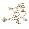 304 Stainless Steel Dolphin Sea Horse & Acrylic Pearl & Natural Shell Pendant Bib Necklaces for Women NJEW-G181-03G-2