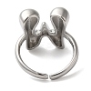 Initials Brass Open Cuff Ring for Women RJEW-N046-02W-P-3