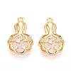 Brass Micro Pave Clear Cubic Zirconia Cat Eye Pendants KK-T071-16G-B01-1