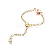 3Pcs Adjustable Brass Pave Glass Rhombus Links & 304 Stainless Steel Cable Chains Silder Finger Rings RJEW-JR00975-5