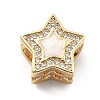 Rack Plating Brass with Cubic Zirconia European Beads and Enamel KK-Q017-08C-G-1