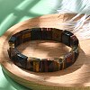 Square Natural Tiger Eye Beads Stretch Bracelets for Women Men BJEW-C097-06U-2