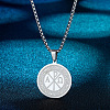 201 Stainless Steel Flat Round with Constantine Cross Pendant Necklaces FS-WG04E5D-02-3