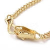 Cubic Zirconia Leopard Link Bracelet Brass Curb Chains for Women BJEW-G664-01G-05-3
