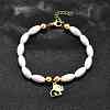 304 Stainless Steel Elephant Charm Bracelets for Women BJEW-C098-13G-2