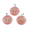 Cherry Quartz Glass Flat Round Pendants G-Q188-01P-05-1
