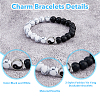 3Pcs 3 Styles Natural Howlite & Frosted Black Stone Beaded Stretch Bracelets Set BJEW-FI0001-21-4