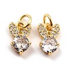Brass Micro Pave Cubic Zirconia Charms KK-A156-06G-RS-3