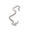 Non-Tarnish 304 Stainless Steel Textured Wavy Open Cuff Bangles for Women BJEW-C065-01P-1