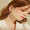 1 Pair Flower Zinc Alloy Clear Cubic Zirconia Stud Earrings EJEW-LP0007-094A-1