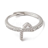Rack Plating Brass Cubic Zirconia Arabic Letters Adjustable Rings for Women RJEW-S407-10P-04-2