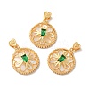 Brass Emerald Rhinestone Pendants KK-I703-13G-2