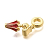 Brass Enamel Badminton European Dangle Charms KK-C087-11G-02-2