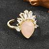 Brass with Natural Rose Quartz Finger Rings GG-CBACC2B-07G-08-3
