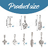 16Pcs 8 Styles Tibetan Style Alloy Cord Ends with Pendants FIND-TA0004-20-3