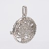 Filigree Flat Round Brass Cage Pendants LS-KK-K115-08P-NR-1