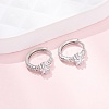 Star 925 Sterling Silver Micro Pave Clear Cubic Zirconia Hoop Earrings EJEW-K317-07P-1