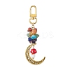 Alloy Hollow Moon & Lampwork Mushroom Pendant Decorations HJEW-JM01612-02-1