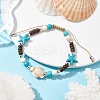 Starfish & Tortoise Synthetic Turquoise Braided Bead Bracelet BJEW-JB09967-01-2