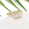 Rack Plating Brass Micro Pave Clear Cubic Zirconia Cuff Rings for Women RJEW-M028-55G-5