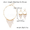 Alloy & Round Imitation Pearl Tassel Necklaces & Earring Set for Women WG0A440-01-4