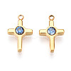 Ion Plating(IP) 304 Stainless Steel Micro Pave Cubic Zirconia Charms STAS-N110-01F-G-1