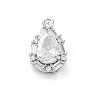 Brass Micro Pave Clear Cubic Zirconia Pendants KK-Z084-09P-04-1