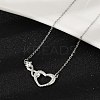 Brass Pave Clear Cubic Zirconia Infinity Heart Pendant Nceklaces for Women NJEW-V011-01P-2