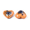 Flower Printed Opaque Acrylic Heart Beads SACR-S305-28-J01-3