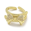 Brass Micro Pave Cubic Zirconia Cuff Ring RJEW-E296-08G-2