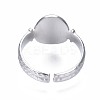 Non-Tarnish 304 Stainless Steel Oval Open Cuff Ring RJEW-T023-53P-2