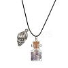 Glass Bottle & Alloy Shell Pendant Necklace NJEW-FZ00016-2