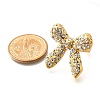 Bowknot 304 Stainless Steel Rhinestone Cuff Rings for Women RJEW-A058-01B-G-3