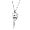 Alloy Crown with Heart Carved Word Knitting Queen Pendant Necklace NJEW-JN04696-2