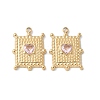 304 Stainless Steel Light Rose Rhinestone Pendants STAS-Z122-52G-1