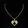 Hip-hop Style 201 Stainless Steel Laser Cut Double Horse Heart Pendant Necklaces FS-WGDE3BC-02-2