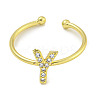 Rack Plating Brass Open Cuff Rings for Women RJEW-F162-02G-Y-2