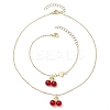 Cherry Lampwork Pendant Necklaces & Heart Link Bracelets Sets SJEW-JS01299-1
