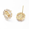 Brass Micro Pave Cubic Zirconia Ear Studs EJEW-G279-03G-01-2