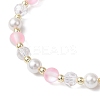 Frosted Dyed Synthetic Moonstone & Shell Pearl Round Beads Stretch Bracelets BJEW-JB11822-01-4