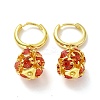 Red Cubic Zirconia Ball Dangle Hoop Earrings EJEW-I242-15G-1